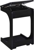 Coaster Home Furnishings - Ralston - Wood - C-Shaped Lift-Top Side Table with Sculpted Frame, Lower Open Shelf, and Black Casters - Living Room - 25.5-Inch - Black Finish - 930290