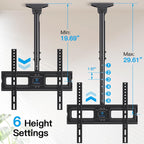 PERLESMITH Ceiling TV Mount for 26-65 inch Flat Screen Displays, Max VESA 400x400mm, Hanging Adjustable Ceiling TV Bracket Fits Most LCD LED OLED 4K TVs, Pole Ceiling Mount Holds up to 110lbs, PSCM2