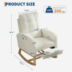Garvee Modern Nursery Rocking Chair, Comfortable Glider Rocker Chair with Side Pocket & Footrest, High Backrest Rocker Recliner for Nursing Room, Living Room, Bedroom, Teddy(Beige)