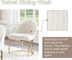 Velvet Dining Chairs Set of 4, Upholstered Dining Room Chairs with Golden Metal Legs, Modern Kitchen Side Chairs Reading Chair (Golden - Beige, Set of 4)