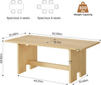 Jocoevol 63" Dining Table for 4-6 People, Rectangle Extendable Dining Room Table, Modern Folding Dining Table for Space-Saving, Square Wood Kitchen Tables for Home, Dining Room, Natural