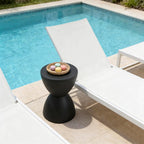 Small Plastic Drum Side Table Plastic Hourglass Modern End Table Round Outdoor Stool Side Table for Coffee Patio Indoor Home Bedroom, 11.81 * 16.93 in, Black