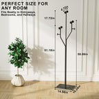 Coat Rack Stand, Freestanding Metal Coat Rack with Sturdy Marble Base, Modern Standing Coat Rack Tree with 8 Hooks for Entryway, Bedroom, Office & Hallway, Space-Saving Design, Black, 68.9 Inches Tall
