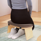 Folding Bamboo Kneeling Meditation Bench, 17.3 x 7.5 x 8.3in | Anti-Slip Feet, Capacity 396Lbs, Portable
