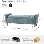 HULALA HOME Farmhouse Upholstered Storage Bench, End of Bed Bench with Vintage Button Tufted Design(Blue)