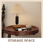 YUNMUARY-Walnut Wood Side Table,Modern Round Bed Tables Bedroom,Circle End Table with Storage,16 Inches Wide Small Couch End Tables for Kitchen,Hallway,Living Room,and Corners.