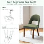 Wooden Dining Chairs Set of 6, Upholstered Kitchen Chairs with Walnut Wood Legs and Curved Linen Fabric Backrest, Modern Farmhouse Dining Room Chairs for Kitchen & Restaurant, Green