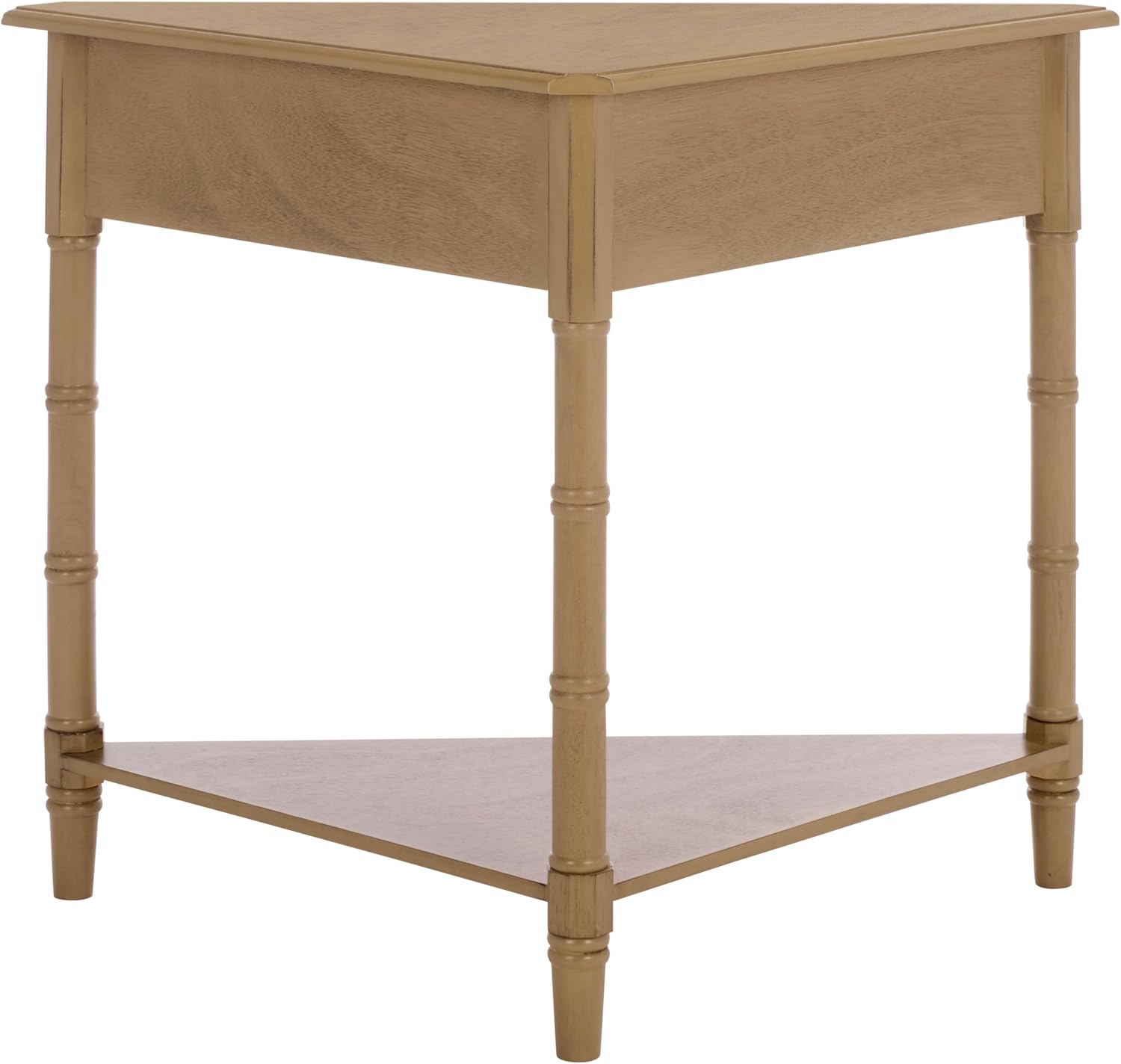 SAFAVIEH Furniture - Gomez 1-Drawer Corner Table - Desert Brown - Solid Wood - Classic Corner Storage Design - Ideal for Entryway, Living Room, Home Office, 33.1" W x 17.3" D x 28" H (AMH5709L)