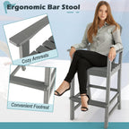 Giantex Outdoor HDPE Bar Stool, Tall Adirondack Chair with Armrests and Footrest, 30 Inches Counter Height Bar Stool for Garden, Backyard, Weather Resistance, Easy Maintenance (1, Gray)