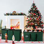 Soaoo 3 Pcs Christmas Nutcracker Storage Box 600d Canvas Christmas Figurine Collectible Storage Box Keeps 24 Holiday Figurines with Lids Handles for Santa Figure or Nutcracker Ornaments (Green)