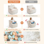 Bean Bag Chairs for Kids with Armrests, Comfy Kids Bean Bag Chair, Soft-Filled Cozy Bean Bag Sofa for Boys and Girls, Small Bean Bags for with Pocket, Floor Chair for Gaming, Reading & Relaxing, Beige