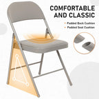 6 Pack Padded Folding Chairs, Heavy Duty Metal Frame with PU Leather Seat & Back, 350 lbs Capacity Portable Stackable Indoor Outdoor Chairs for Party Wedding Office(Gray, 6 Pack)