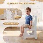 JOYMOR Kids Table and 2 Chairs, Toddler Table and Chair Set, Wooden Activity Table for Children with Chairs, Perfect for Arts, Crafts and Nursery Use, Natural & White