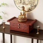 Personal Shrine Desk, Solid Bamboo Buddha Altar Cabinet with Storage, Prayer Meditation Table for Living Room, Bedroom, Office(15.7 * 11.8 * 7.5in)