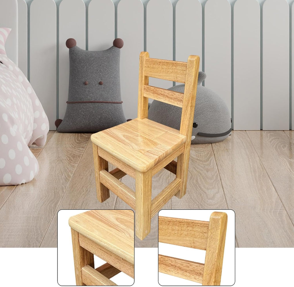 Kids Wooden Chair Decorative Comfortable Ladderback Sturdy Multifunctional Foot Stool Ottoman Fully Assembled Suitable Girls, M