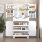 72" Kitchen Pantry Cabinet with 6 Door Shelves & 3 Keyboard Drawers, Freestanding Storage Cabinet with Adjustable Spice Racks, Large Capacity Cupboard for Dining Room