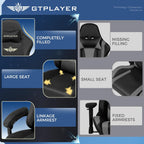 GTPLAYER Big and Tall Gaming Chair 400lbs Heavy Duty Office Chair with Foot Rest, High Back Pocket Spring Ergonomic Computer Chair for Adults, Wide Comfy Seated Cushion with Linkage Armrests, Black