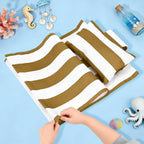 Beach Sling Chair Replacement Canvas, 16x44.5 Inch Folding Lounge Chair Fabric with Pillow for Beach/Sunbathing/Courtyard/Garden [Striped Brown, Only Replacement]