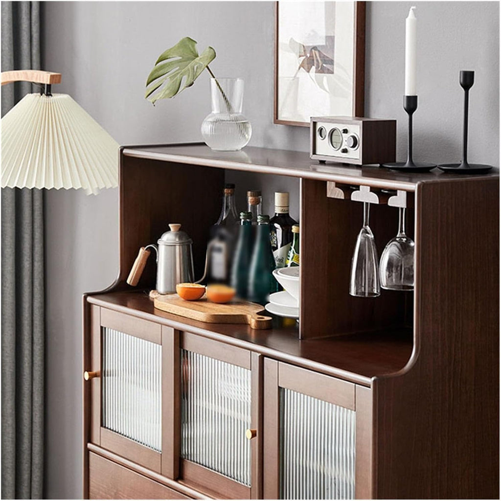 Entryway Cabinet Bar Cabinet Sideboard, Accent Kitchen Storage Cabinet with Glass Doors, Accent Cabinet for Living Room, Dining Room, Bedroom Sideboard Storage Cabinet(110 * 40 * 128cm)