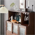 Entryway Cabinet Bar Cabinet Sideboard, Accent Kitchen Storage Cabinet with Glass Doors, Accent Cabinet for Living Room, Dining Room, Bedroom Sideboard Storage Cabinet(110 * 40 * 128cm)