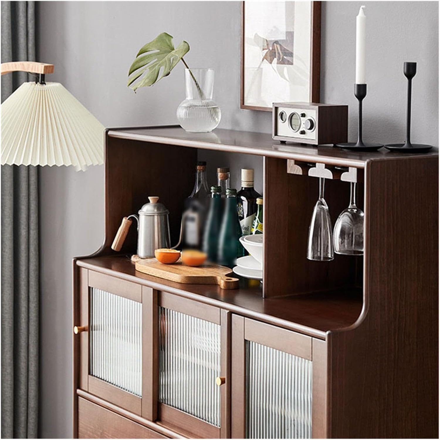 Entryway Cabinet Bar Cabinet Sideboard, Accent Kitchen Storage Cabinet with Glass Doors, Accent Cabinet for Living Room, Dining Room, Bedroom Sideboard Storage Cabinet(110 * 40 * 128cm)