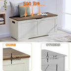 Timberer 39.4" Storage Chest, Wooden Storage Bench, Lift Top Toy Chest with 2 Safety Hinges, Large Toy Box, Entryway Bench for Living Room, Bedroom, Brown and Rustic White