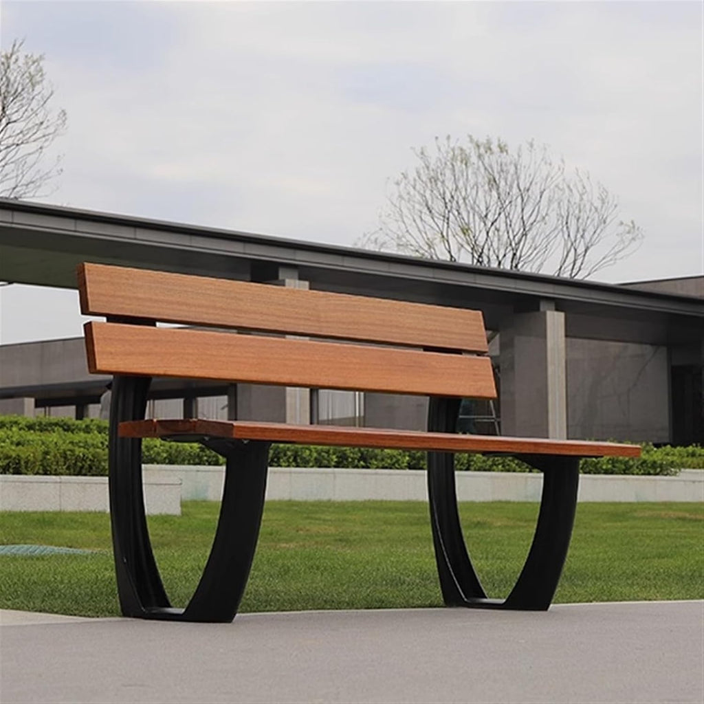 Garden Outdoor Park Bench with Backrest, Cast Aluminum Frame, Suitable for Courtyards, Backyards, Terraces, Paths, Grasslands Seat