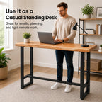 Solid Pine Wood Bar Table 47.2" - Industrial Counter Height Pub Table with Heavy Duty Steel Frame - Narrow High Top Table for Kitchen Island Home Bar & Small Spaces - Rustic Farmhouse (No Stools)