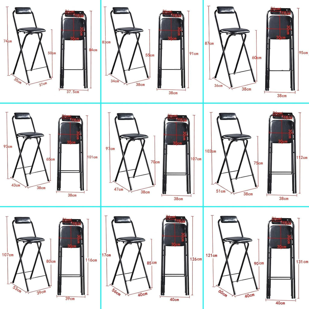 Mid-Century Modern Counter Stools, Counter Stool, Light Weight Folding Chair, for Wedding, Banquets, Celebrations, Dinning, Office Kitchen Patio and Garden(Black,50cm)