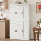 Garvee 70" Tall Kitchen Pantry Storage Cabinet, Modern Kitchen Hutch Cabinet with Doors and Shelves, Freestanding Food Pantry with Large Storage Drawer for Dining Room and Household Organization