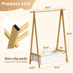 Dress Up Rack - Clothing Rack with Storage Box, Dress Up Storage, Small Foldable Bamboo Garment Stand with Hanging Rods, Dress Up Holder