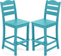 Giantex Outdoor HDPE Bar Stool, Patio Tall Bar Chair with Backrest and Footrest, 30 Inches Counter Height Barstools for Garden, Backyard, Weather Resistance, Easy Maintenance(2, Turquoise)