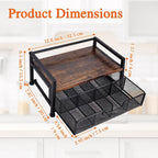 Tea Bag Organizer, Wooden Tea Storage Box with Metal Drawer, 8-Compartment Tea Bag Holder, Tea Station Display Case for Countertop Kitchen, Office, Pantry