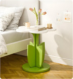 End Table for Sofa - Flower Shaped Side Table & Plant Stand - Unique Nightstand for Girls Bedroom - Modern Bohemian Furniture & Groovy Room Decor - Preppy, Y2K Style Accent Table (Pink Green)