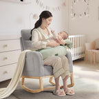 Modern Nursery Rocking Chair,Teddy Upholstered Glider with 26" High Backrest, Padded Seat for Living Room, Bedroom, Reading
