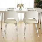 LSSBOUGHT Mid Century Modern Dining Chairs,Shell Lounge Plastic Side Chair with Soft Padded and Wooden Legs for Dining Room Living Room Bedroom Kitchen Set of 2 (Beige)
