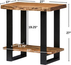 Alaterre Furniture Alpine Live Edge Modern End Table Set of 2-2-Tier Narrow Side Table Set with Open Storage Shelf - Solid Wood and Metal Modern Nightstands for Living Room or Bedroom (Natural)