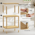 Bamboo End Table, Side Table for Small Space with Storage Shelf, Small Table Stand, Narrow Wooden Bedside Table Nightstand, Toolless Assembly, for Nursery, Living Room, Bedroom, Natural