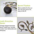 Bronze Curtain Finials, 2Pcs Leafy Branches Style, Fits Dia. 0.9-1.1" Rods, Easy to Install, Strong & Durable Aluminum Alloy, Bronze Textured Finish