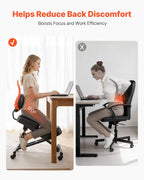 VEVOR Ergonomic Kneeling Chair with Backrest & Wheels, Mobile X-Shaped Posture Knee Chair with Adjustable Height & Thick Foam Cushions, Relief for Neck or Back Pain for Home, Office, Meditation, Black