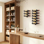 B4Life Wine Rack Wall Mounted for 6 Wine Bottles, Wood Wine Racks for Wall, Wine Holder Wine Bottle Racks for Kitchen, Dining Room, Bar