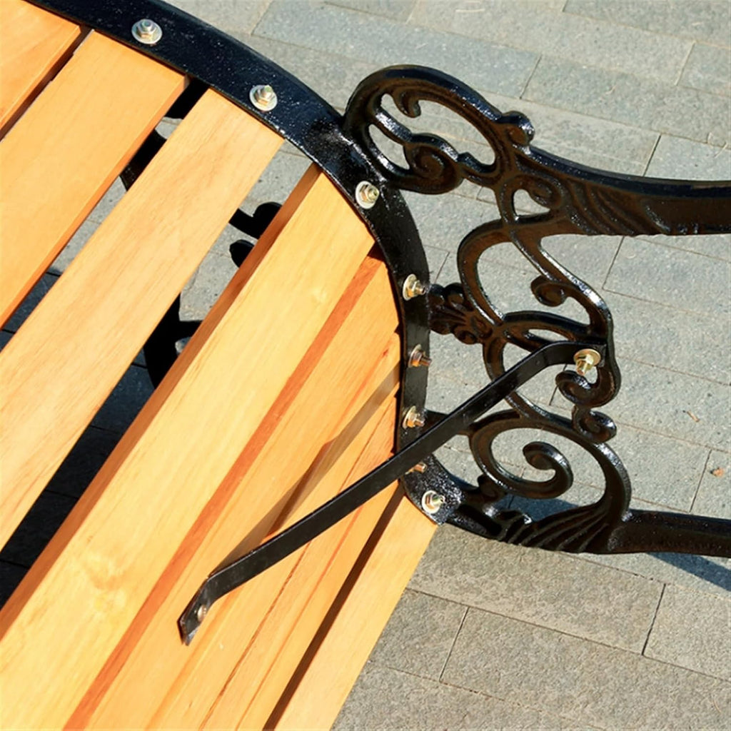 Patio Benches for Outdoors Outdoor Benches, Patio Garden Leisure with Cast Iron Carved Armrests and Legs, Slat Seats and Backrest, for, Courtyard, Backyard Garden Benches for Outdoors