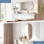 DUMOS 24" x 48" Oval Bathroom Mirror, Gold Wall Mirrors with Metal Frame, Tempered Glass, Morden Vanity Mirror for Over Sink, Entryway, Living Room, Bedroom, Horizontal or Vertical