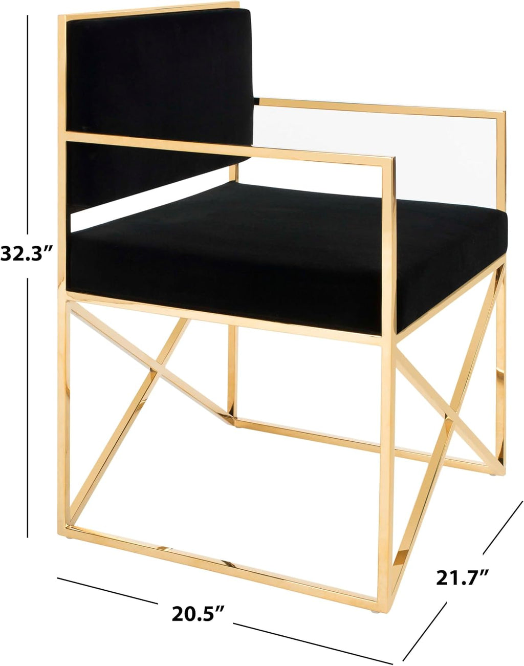 SAFAVIEH Couture Collection Kian Gold and Black Velvet Directors Chair