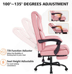 WAILOR 400lbs Office Chair with Foot Rest, Reclining Big and Tall Office Chair with Lumbar Support, High Back PU Leather Computer Chair,Comfy Desk Chair for Home Office (Pink)
