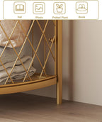 HKaikzo Corner Coat Rack, Gold Clothes Rack with 6 Metal Movable Hooks and Storage Basket Hall Tree Design Clothing Rack for Bedroom Entryway Hallway