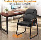 CLATINA Leather Waiting Room Chair, Sled Base No Wheels Reception Guest Chair with Padded Armrest, Comfy Upholstered Office Computer Desk Chair for Home Office Meeting Room Lobby, Black, 8 Pack