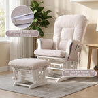 Boshen 5PCS Glider Rocker Replacement Cushions with Ottoman Cover, 3.5" Thick High Back Rocking Chair Cushion Set with Side Pockets for Indoor Nursery Glider Chair, Washable and Non Slip, Beige
