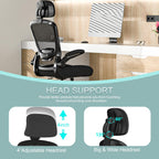 Mimoglad Office Chair, High Back Ergonomic Desk Chair with Adjustable Lumbar Support and Headrest, with flip-up Armrests for Guitar Playing, 5 Years Warranty (Modern, Black(Black Frame))