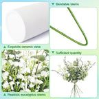 Artificial Flowers in Vase Set, Eucalyptus Stems and Baby’s Breath Bundle, Fake Plants Floral Arrangement with Ceramic Vase for Table Centerpiece Home Décor